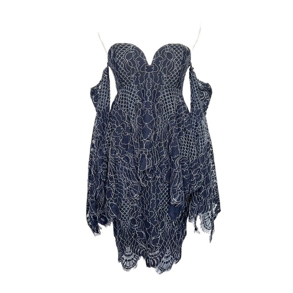 Shona Joy Navy Lace Bustier Dress Size 4 - Picture 5 of 16